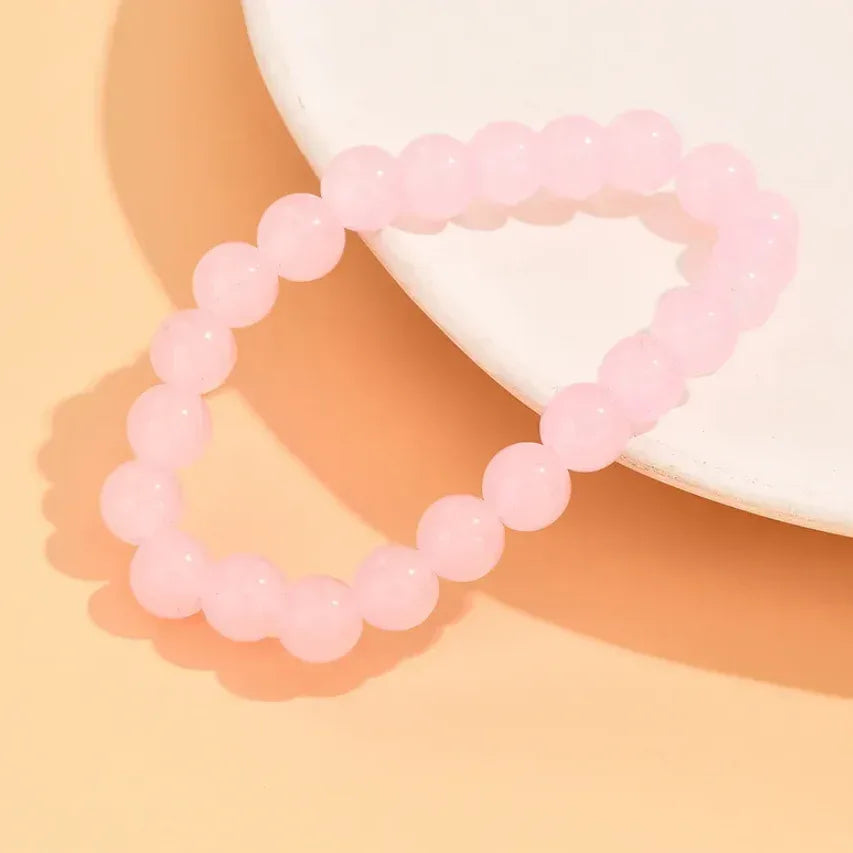 Simple Solid Color Glass Bead Bracelet Handmade Round Bead Bracelet Women's Jewelry