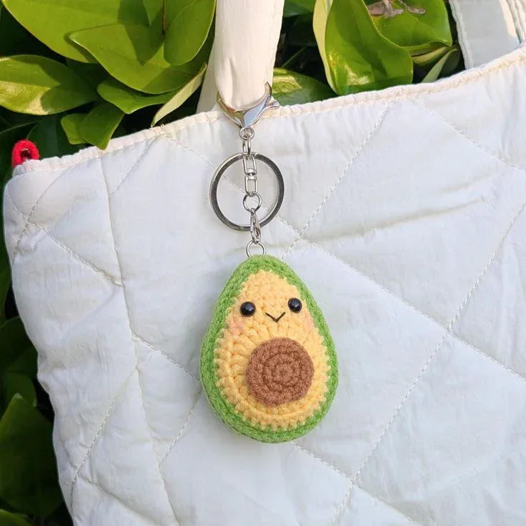 Handmade Crochet Avocado Keychain β Cute & Fun Key Holder and Bag Charm