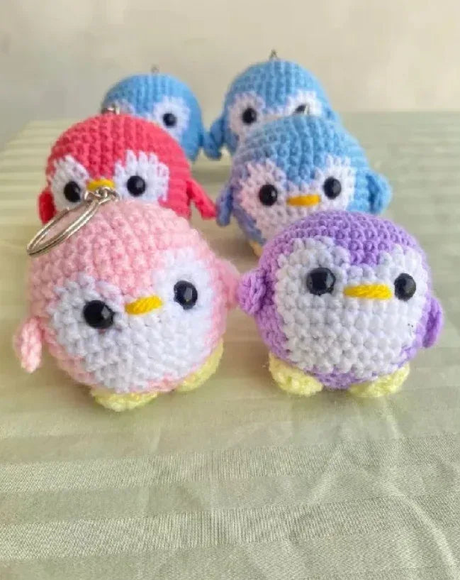 Cute Penguin Crochet Keychain