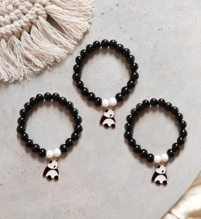 Pack of 3 - Panda Black and White Beads Bracelet