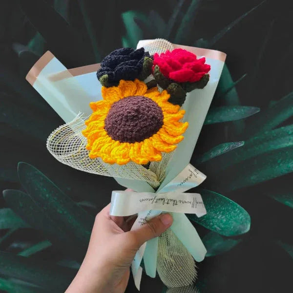 Crochet 2 Roses and 1 Sunflower - The Whole Flower Kingdom in your hand