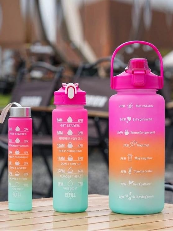 3 Pieces Combo Motivational Water Bottle Set