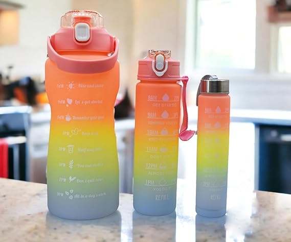 3 Pieces Combo Motivational Water Bottle Set