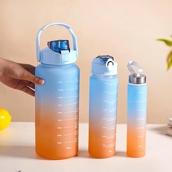 3 Pieces Combo Motivational Water Bottle Set