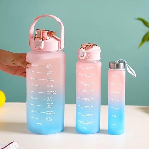 3 Pieces Combo Motivational Water Bottle Set