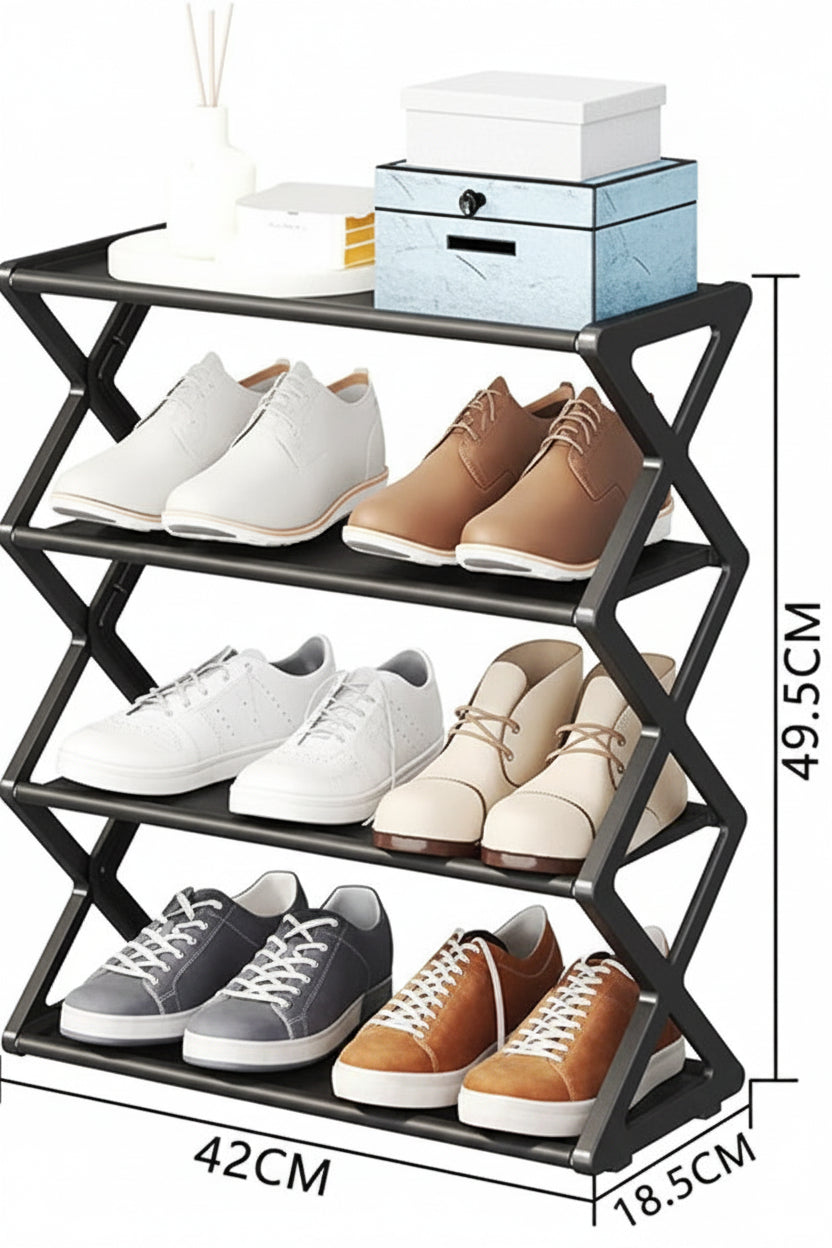 4 Layer X-Shaped Shoe Rack