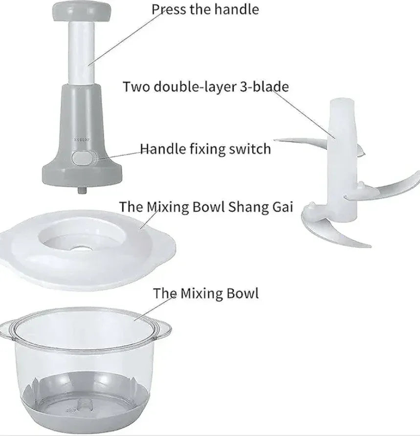 Hand Press Food Vegetable Chopper 1.5L