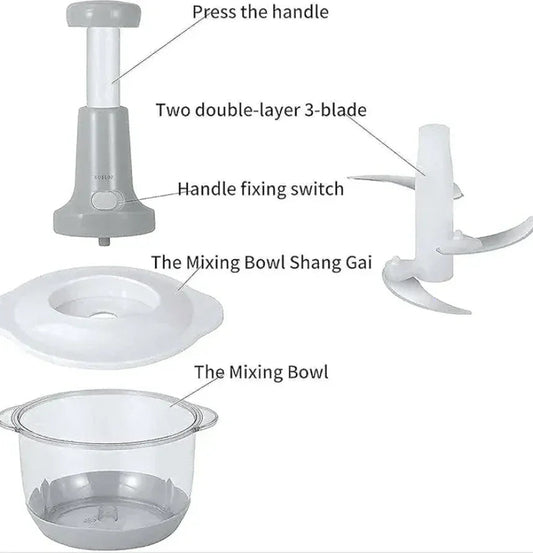Hand Press Food Vegetable Chopper 1.5L