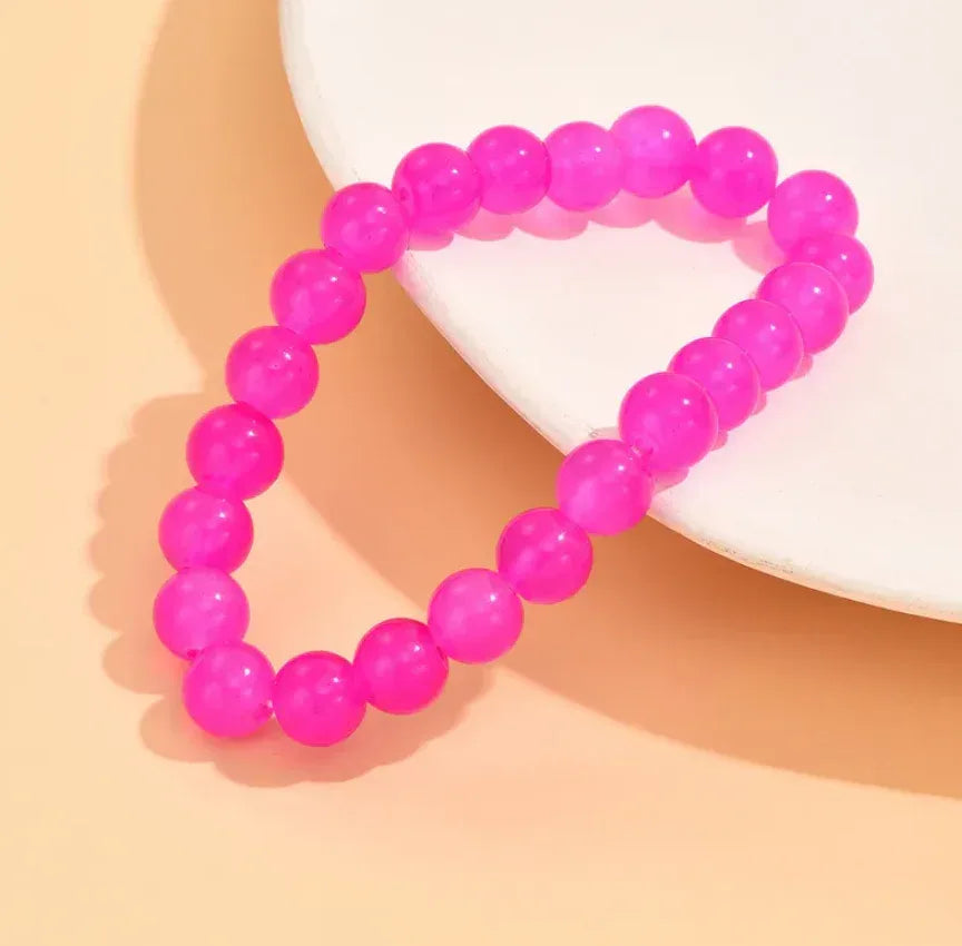 Simple Solid Color Glass Bead Bracelet Handmade Round Bead Bracelet Women's Jewelry