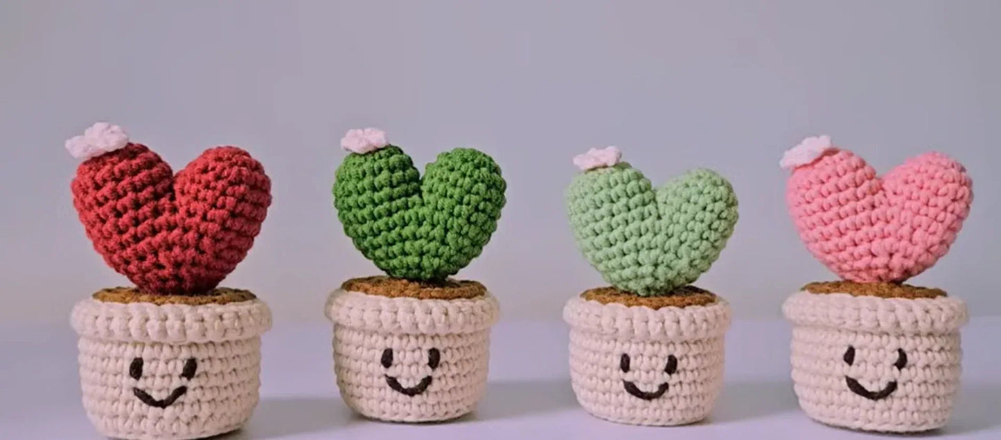 Crochet Cute Heart Pot for Decorations