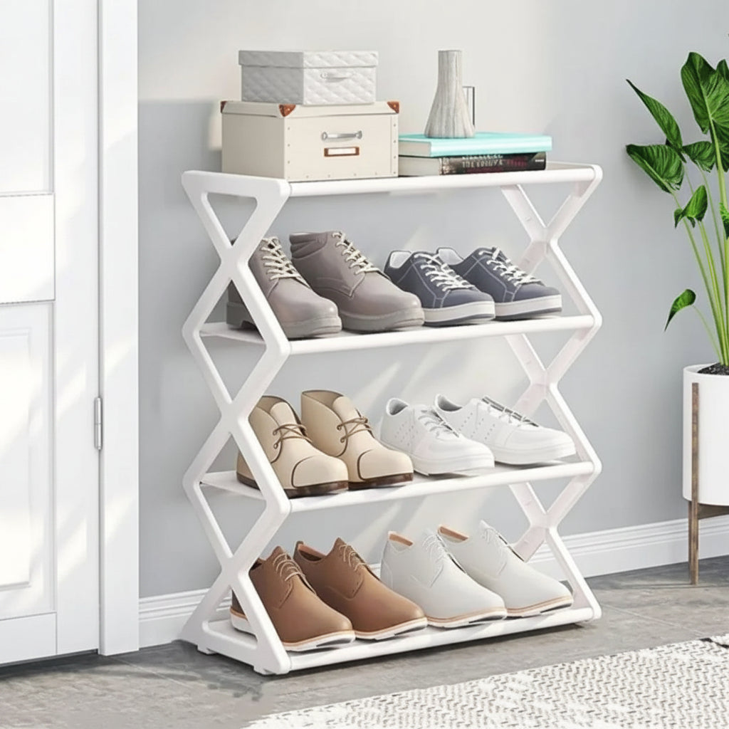 4 Layer X-Shaped Shoe Rack