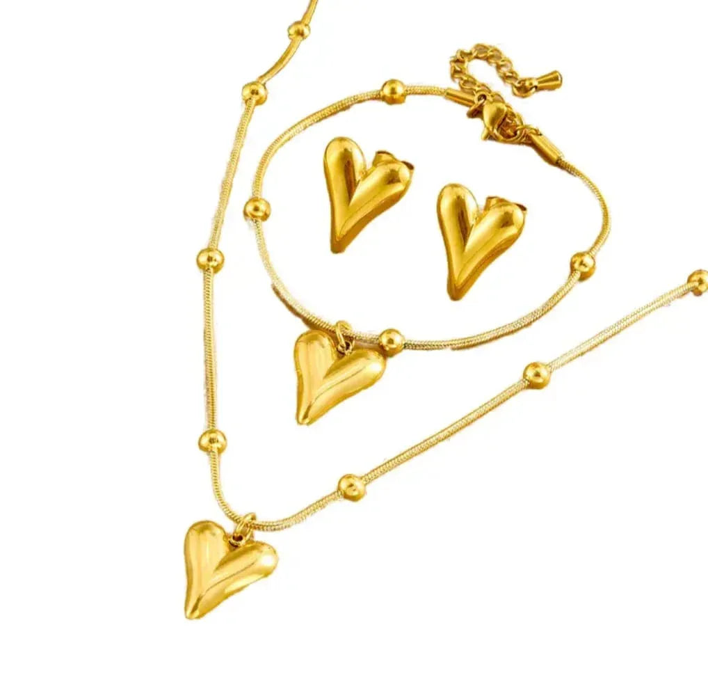 Stainless Steel Ball Chain and Heart Shape Combo Set