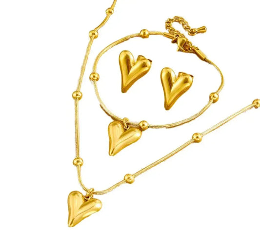 Stainless Steel Ball Chain and Heart Shape Combo Set