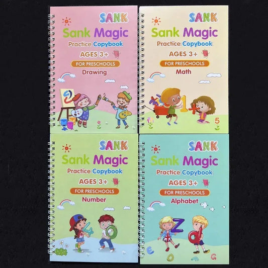 Sank Magic Practice Copybook Pen Preschools Kids 4-Pcs