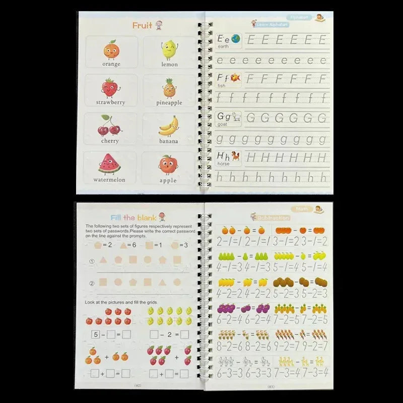 Sank Magic Practice Copybook Pen Preschools Kids 4-Pcs