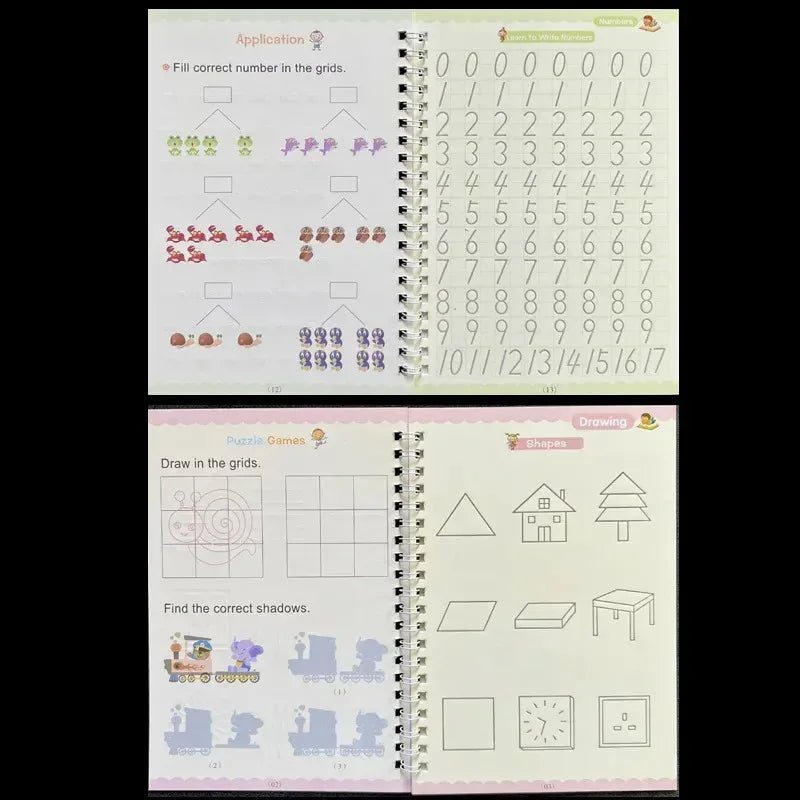 Sank Magic Practice Copybook Pen Preschools Kids 4-Pcs