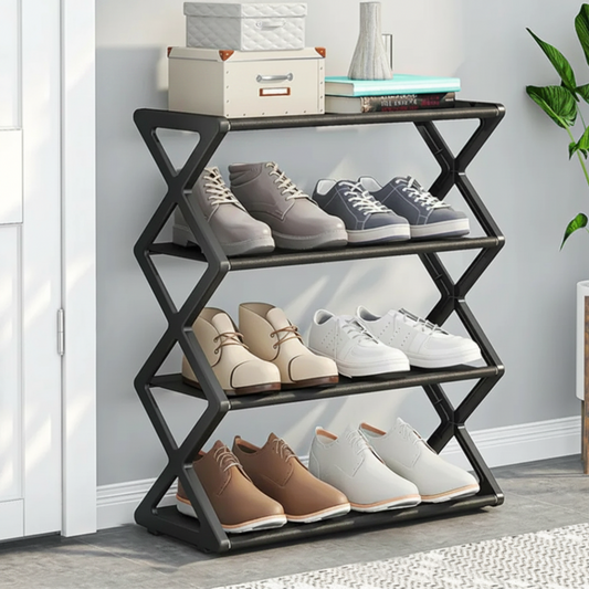 4 Layer X-Shaped Shoe Rack