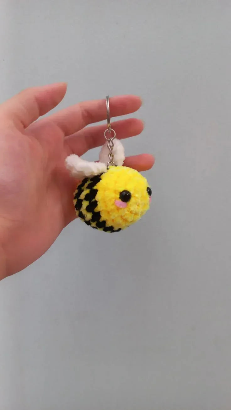 Handmade Crochet Bee Keychain – Cute, Colorful & Aesthetic Key Holder and Bag Charm