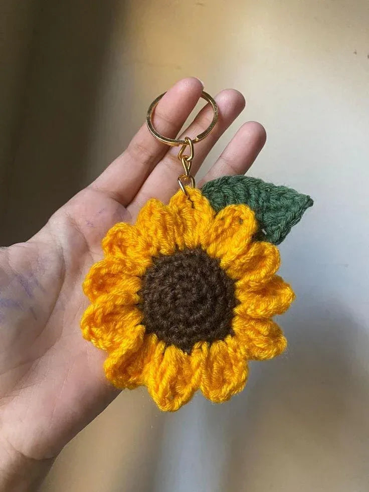 Crochet Sunflower Keychain