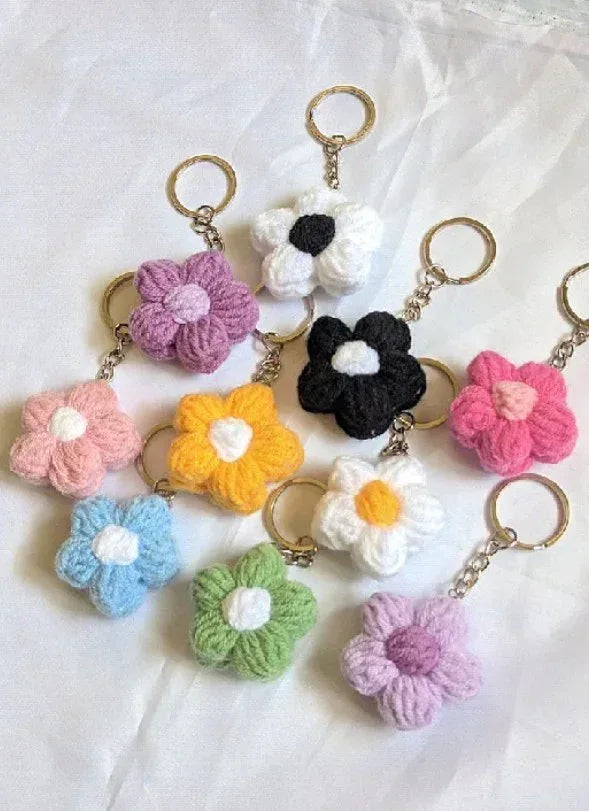 Crochet Beautiful Puff Flower Keychain