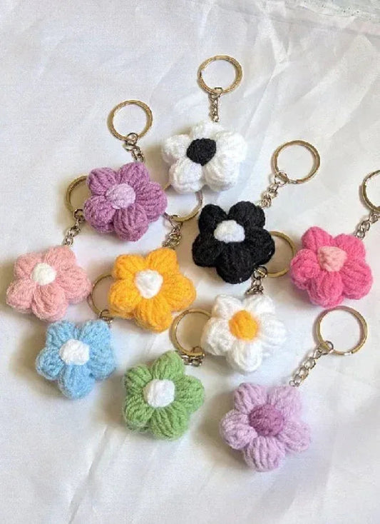 Crochet Beautiful Puff Flower Keychain