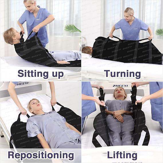 Positioning Bed Pad Patient Transfer Sheet with Handles Washable Draw Sheets Mattress
